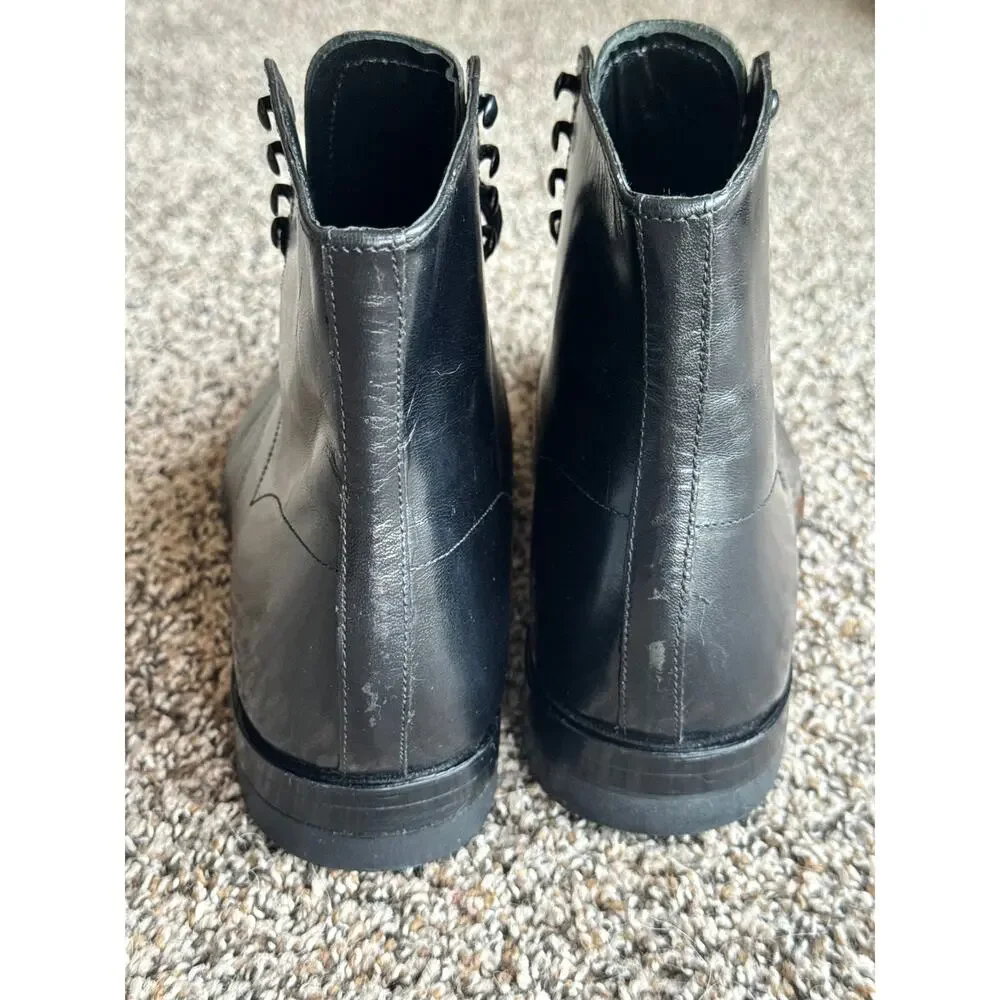 Stacy Adams Madison Cap Toe High Top Boots Black Kidskin Leather Men’s US 8.5